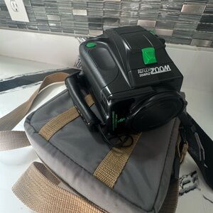 Reflex Zoom 35mm Film Camera - Black with Green Accents